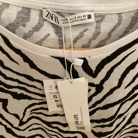Zara NWT Zebra Print 100% cotton t-shirt - Picture 5 of 9